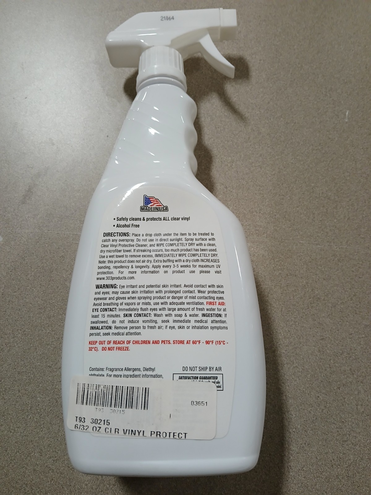 303 CLEAR VIYL PROTECTIVE CLEANER