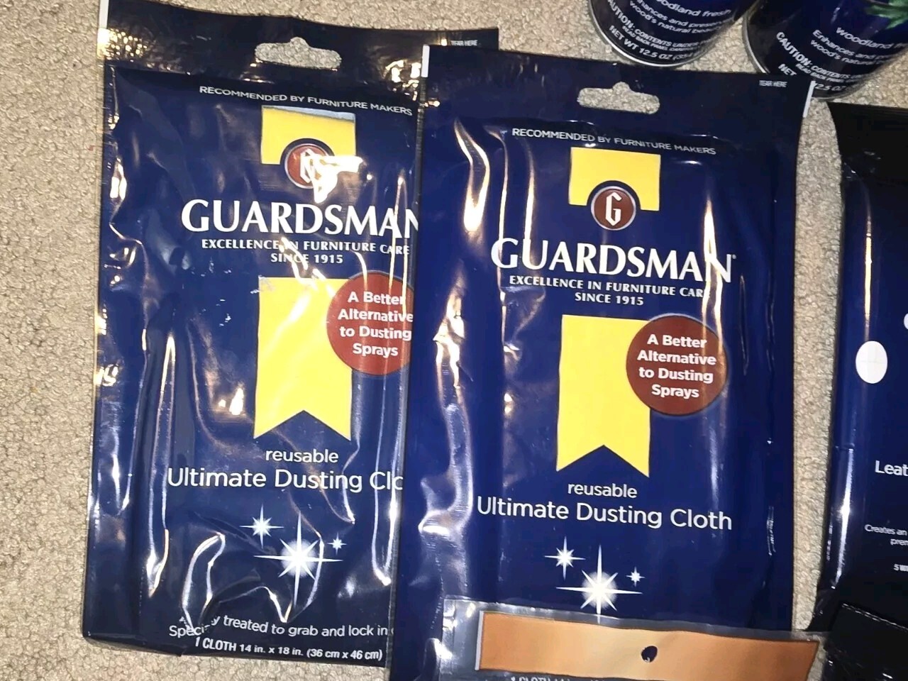 Lot of Guardsman Furniture Care Kit Fabric Leather Wood Wipes Cloth Dusting