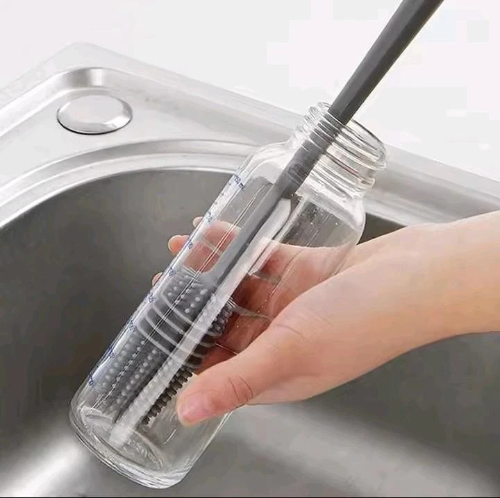 Silicone Milk Bottle Brush Cleaner Kitchen Drink Glass Cup Scrubber Long Handle