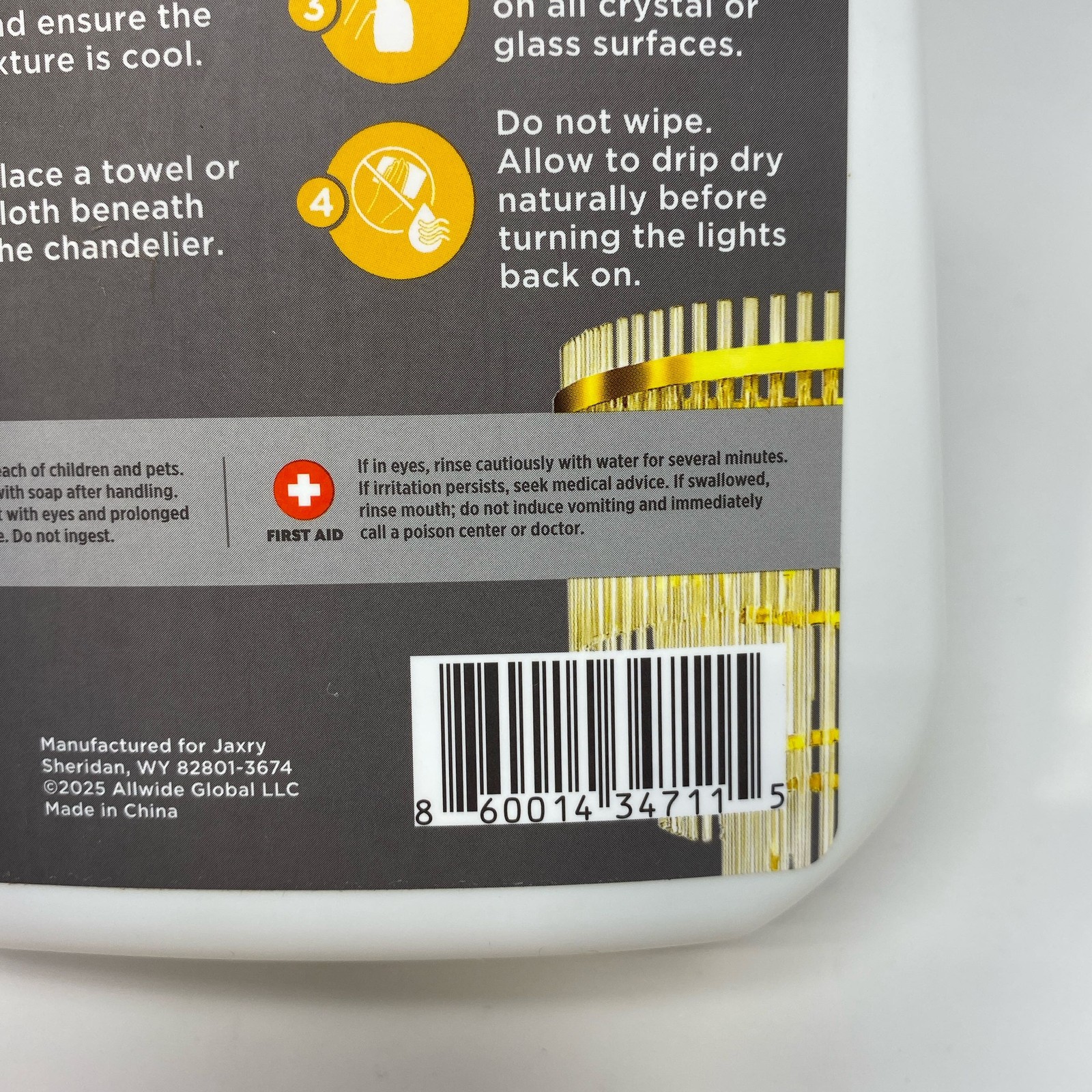 Jaxry Chandelier Cleaner Spray, Clear, 32 oz Drip-Dry No Wipe
