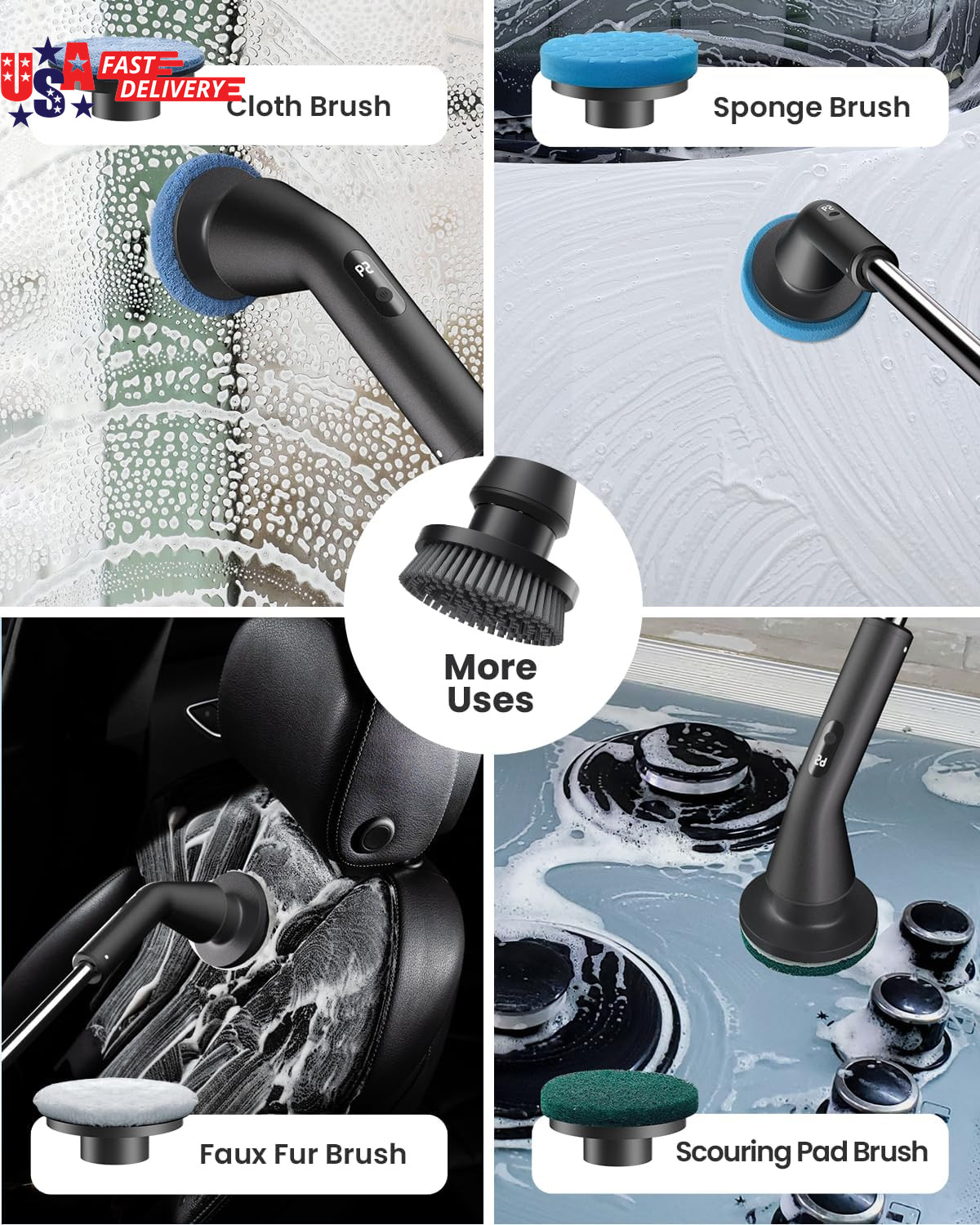 Electric Spin Scrubber, 2026 Upgraded Cordless Cleaning Brush Bathroom Scrubber,