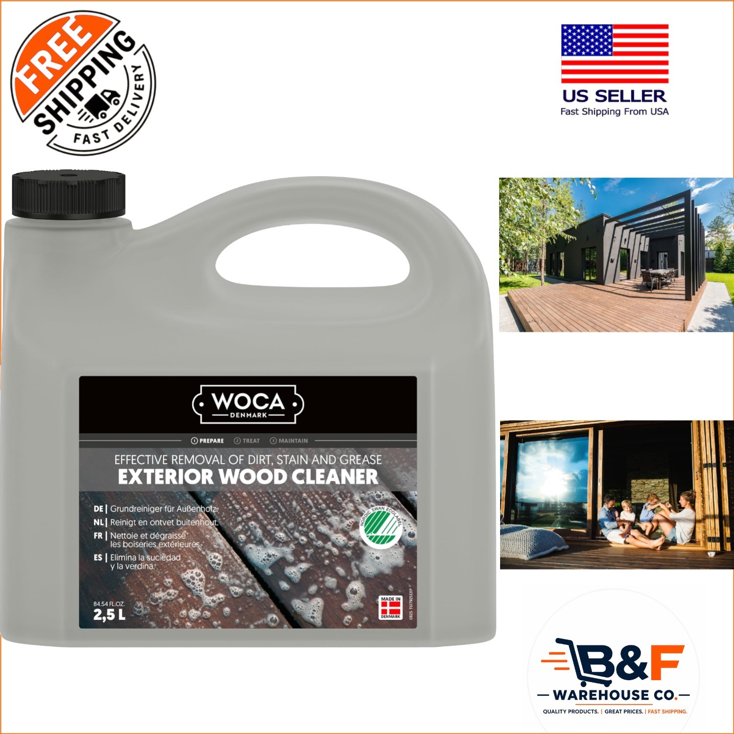 Denmark 2.5L Exterior Wood Cleaner – VoC Free, Easy Spray for Decks & Furniture