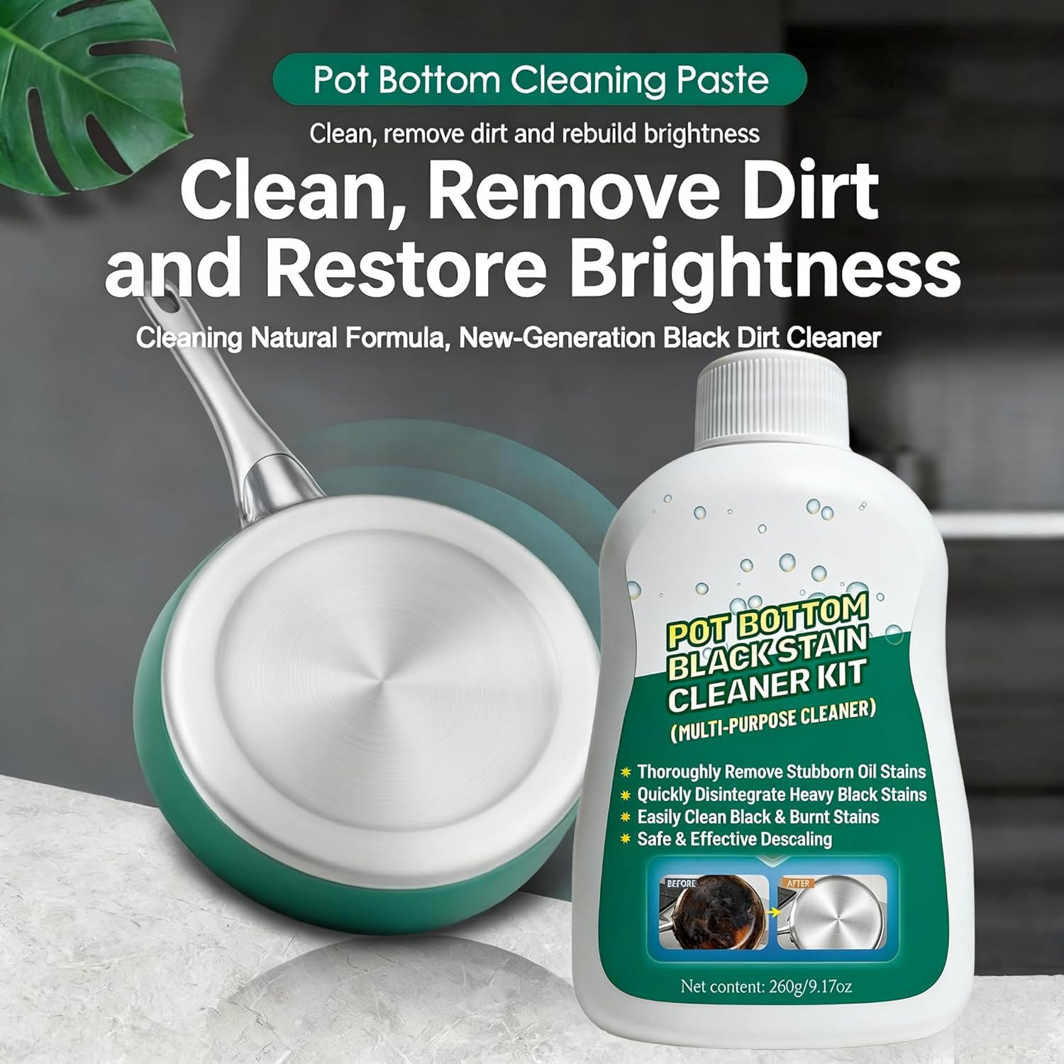 Pot Bottom Black Stain Cleaner Kit, Multi-Purpose Oil Stain Remover, Pot and Pan