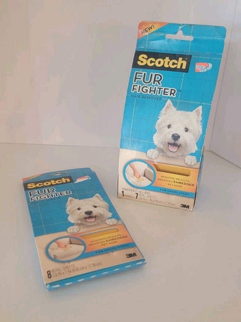 3M Scotch Fur Fighter Hair Remover & 1 Pack Refill Sheets NOS
