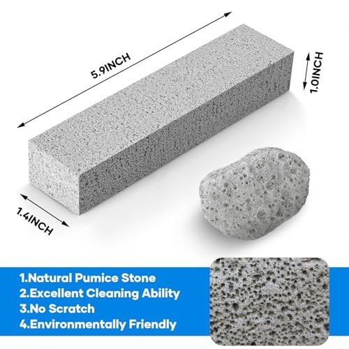 24 Pack Pumice Stones for Toilet Bowl & Kitchen Cleaning, Scouring Sticks, Gray