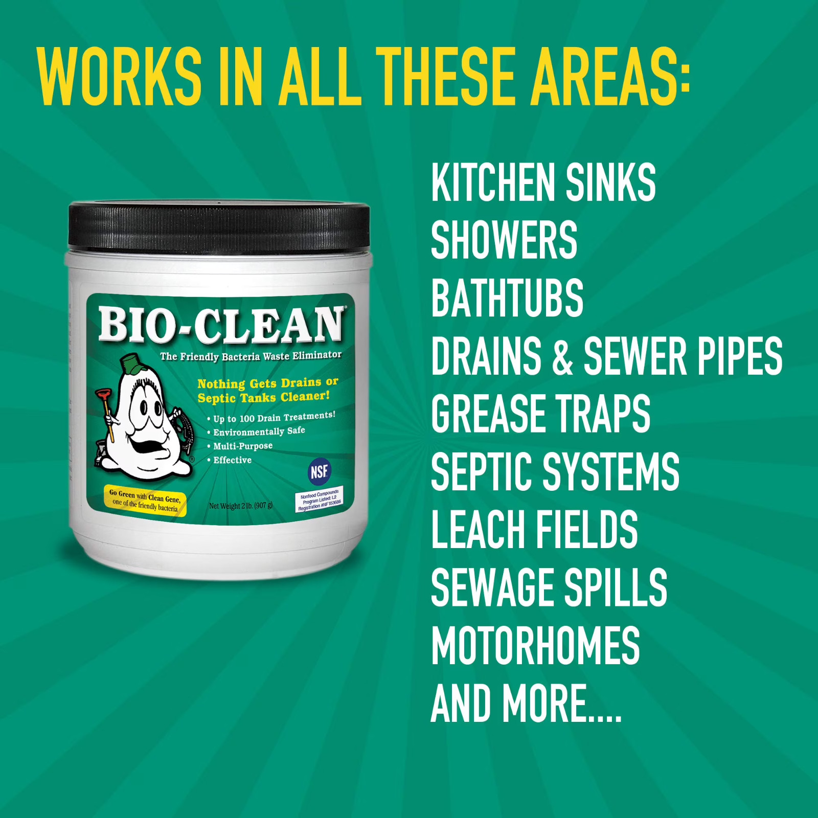 2lb Bio-Clean Drain & Septic Cleaner Natural Grease Trap Drain Treatment
