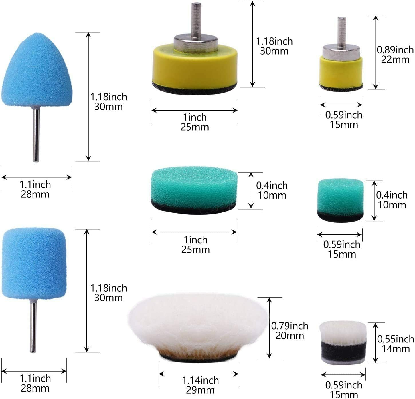 24pcs Burnishing Sponge Metal Pad Polishing Foam Cone Car Burnish Wheel Hub Tool
