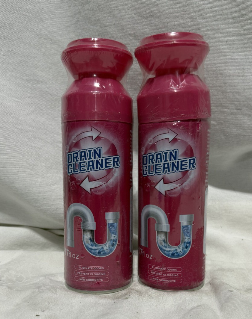 2-Pack Pressurized Foam Drain Cleaner 17 oz Non-Corrosive Clog Remover Aerosol
