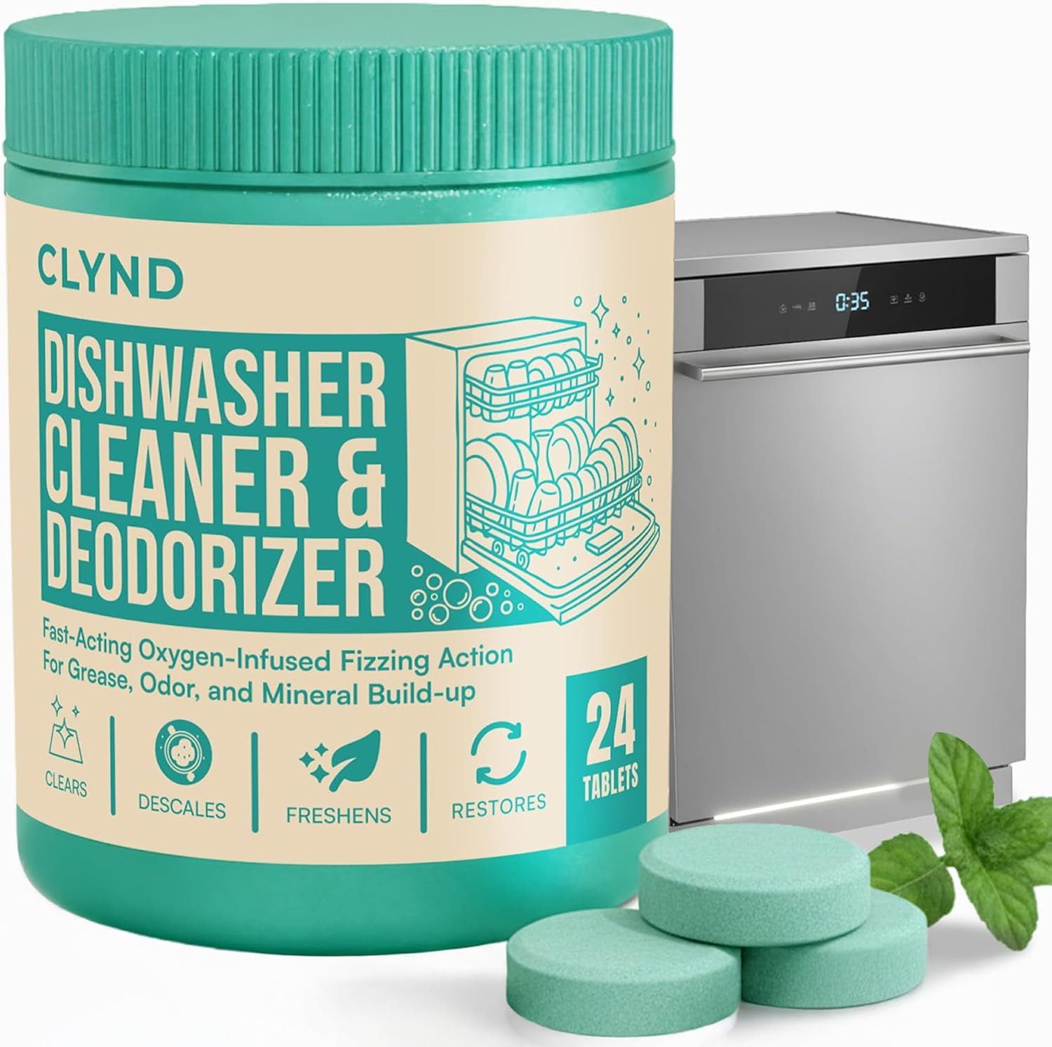 Dishwasher Cleaner and Deodorizer Tablets – 24 Pack Deep Clean Dishwasher Cleani