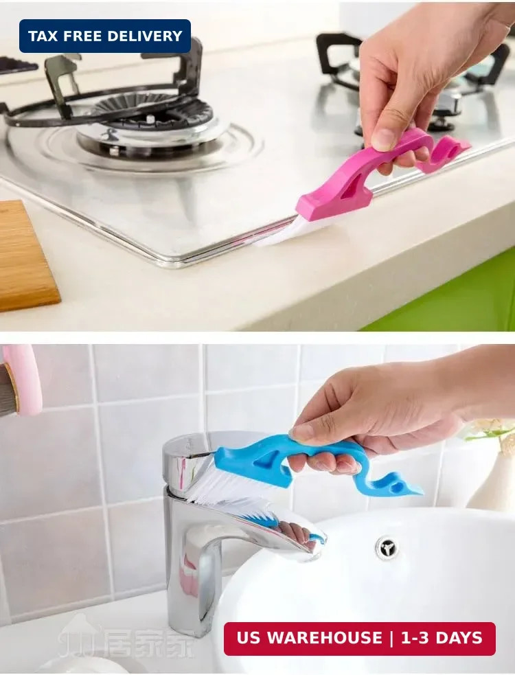 2pcs Hand-held Groove Gap Cleaning Tools Door Window Track Kitchen Cleaning Brus