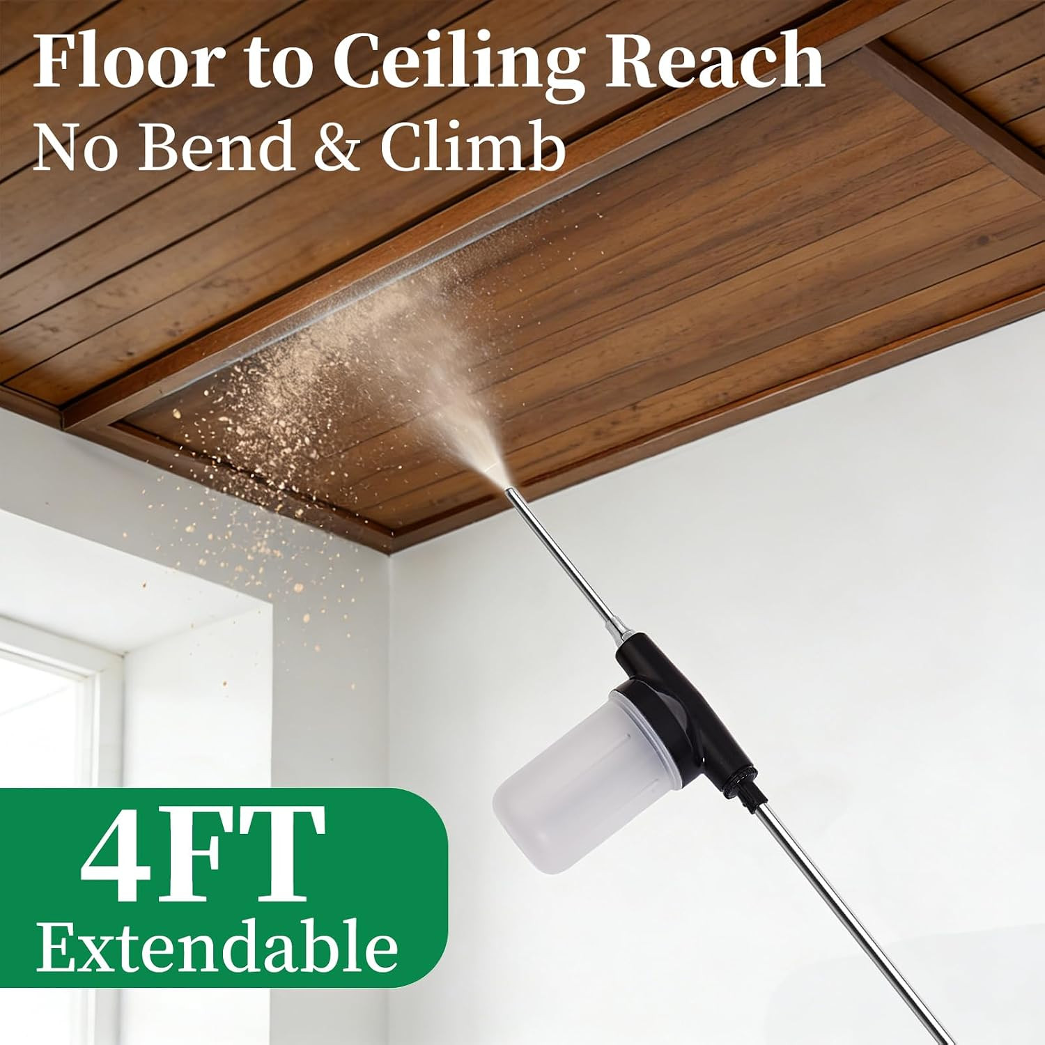 Diatomaceous Earth Powder Duster with 4FT Extension Rod, Anti-Clog Pump Powder S