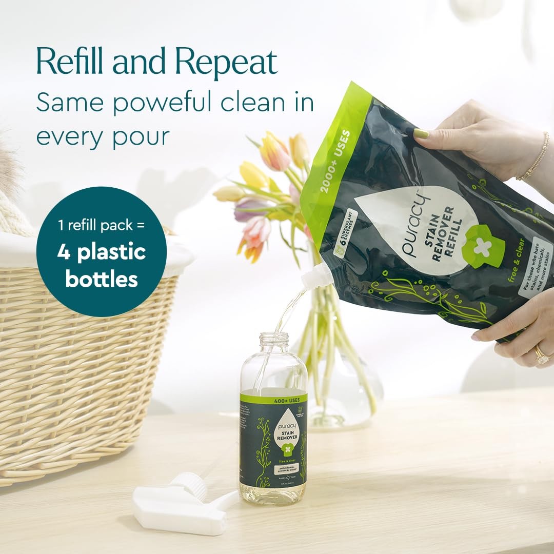 Puracy Stain Remover Spray, Natural Based Travel and Laundry Stain Cleaner for
