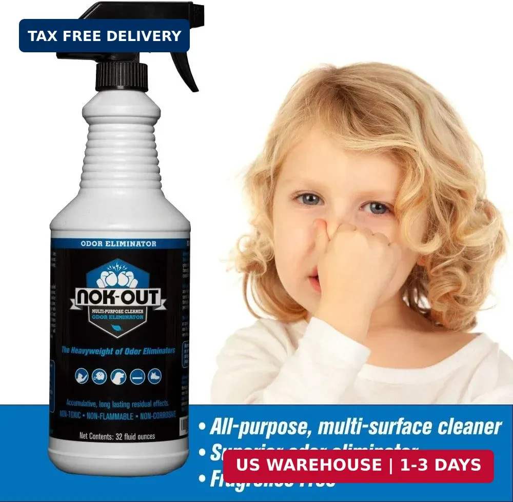 NOK OUT Odor Remover, Pet Deodorizer and Cleaning Spray, Made in the USA, 32 Flu