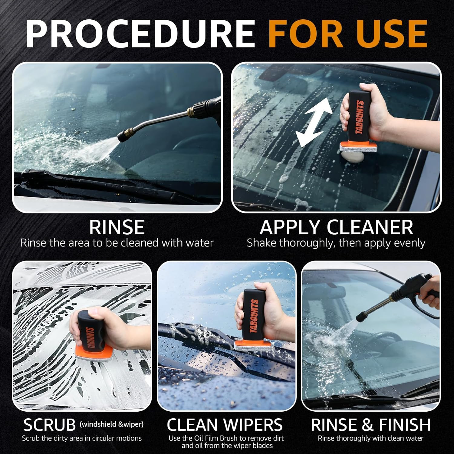 Automotive Oil Film Cleaning Brush Glass Remover Car Windshields Windows Removes