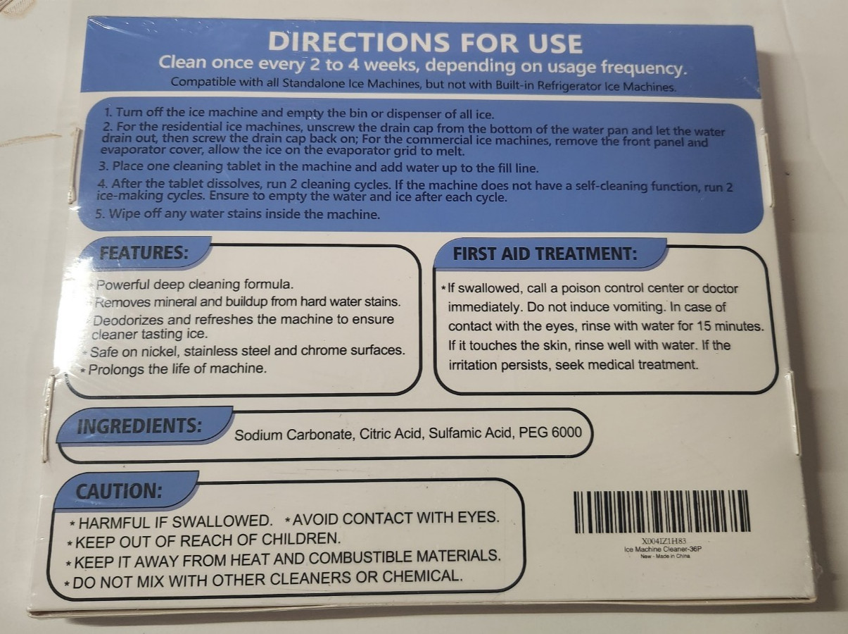 USKICH Ice Machine Cleaner Tablets 36 Count Unscented 18 Months Supply