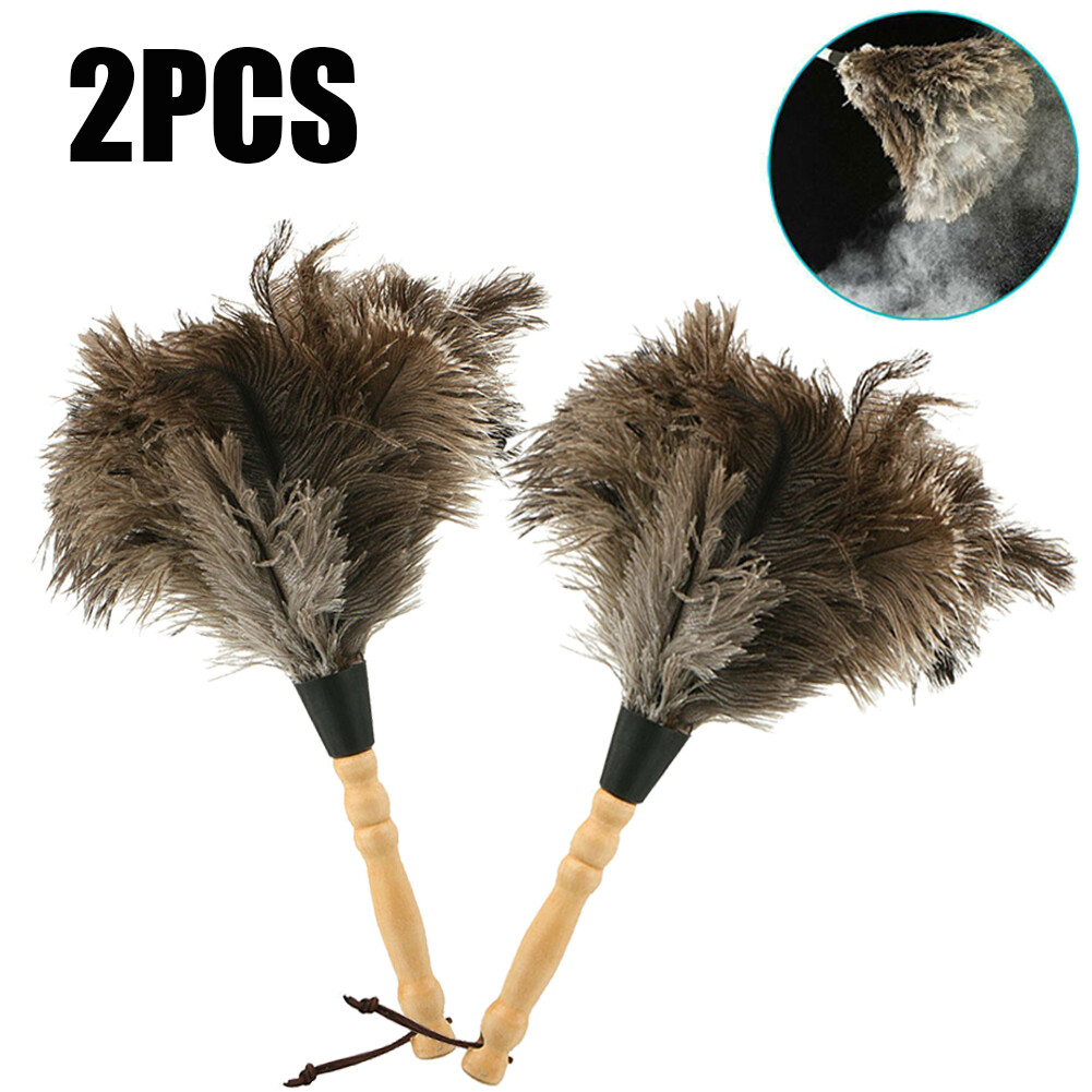 2PCS Home 13″ Faux Ostrich Feather Duster Durable Dust collecting Cleaning Tool`