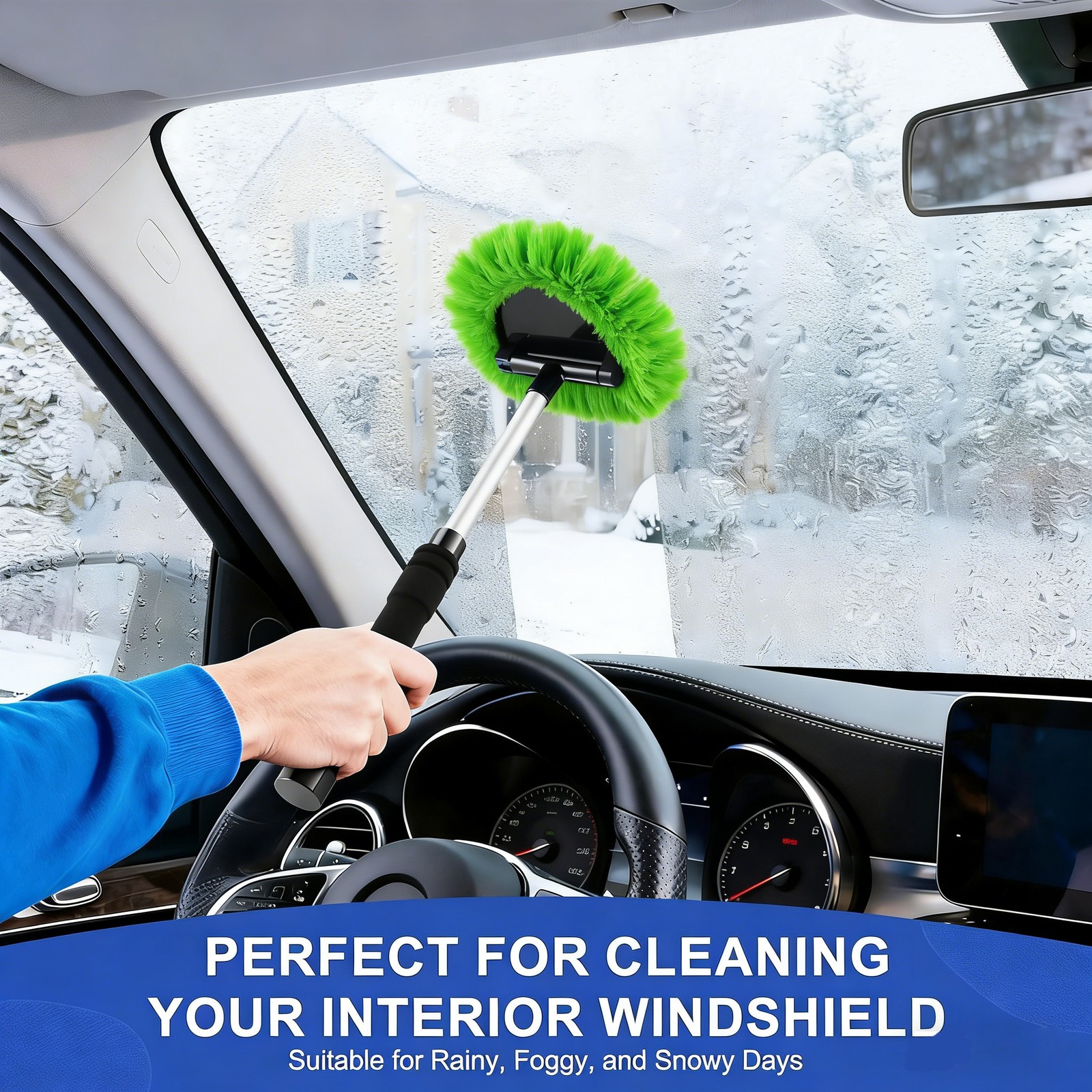 Windshield Cleaning Tool Kit Car Window Glass Wiper Cleaner Brush Pad Extendable