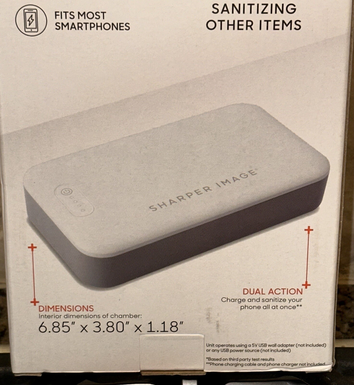 New Sharper Image UV-Zone Phone Sanitizer in Box (Charge & Sanitize Your Phone)