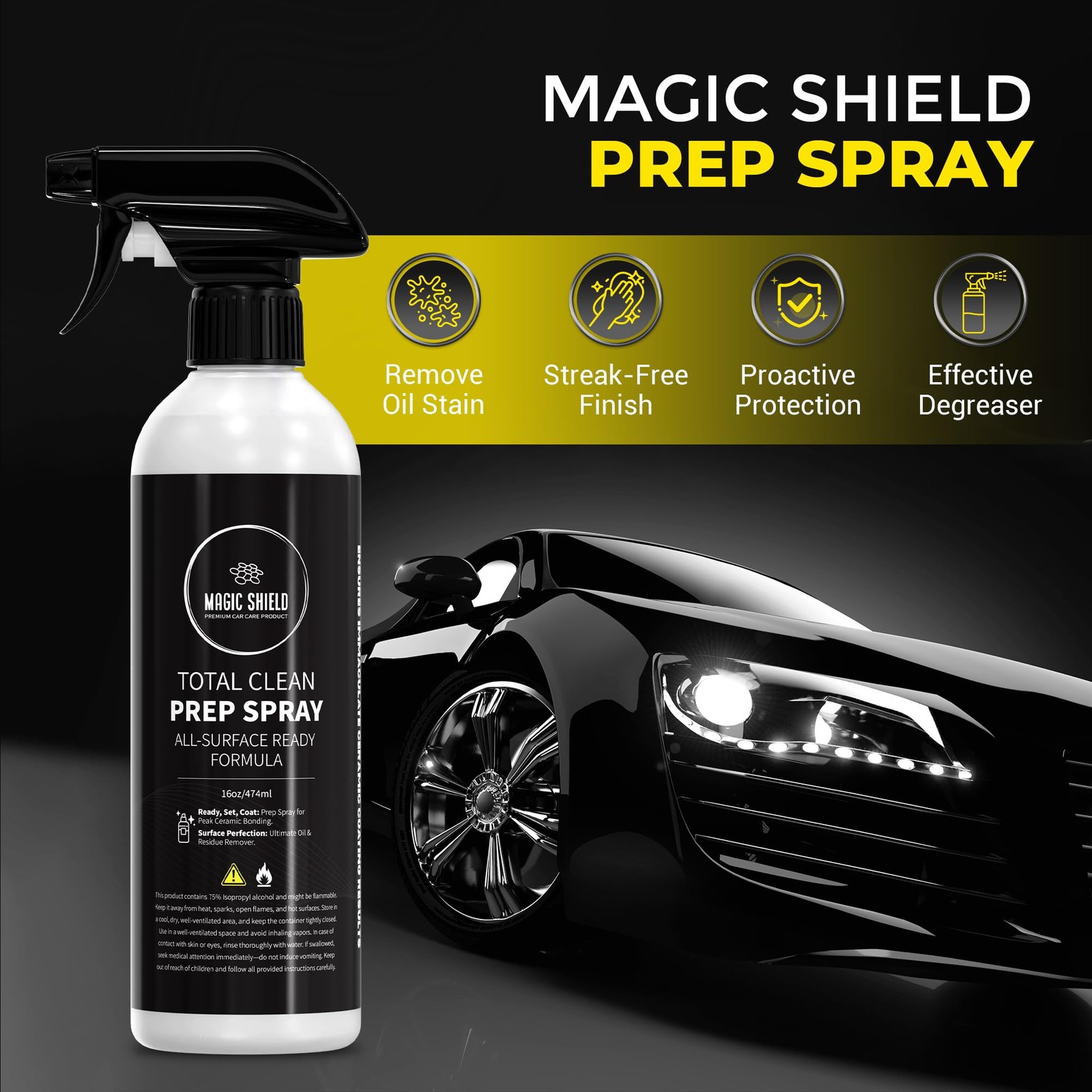 Shield Prep Spray – Must Wash After Use | Ideal for Ceramic Coating Prep | Wa…