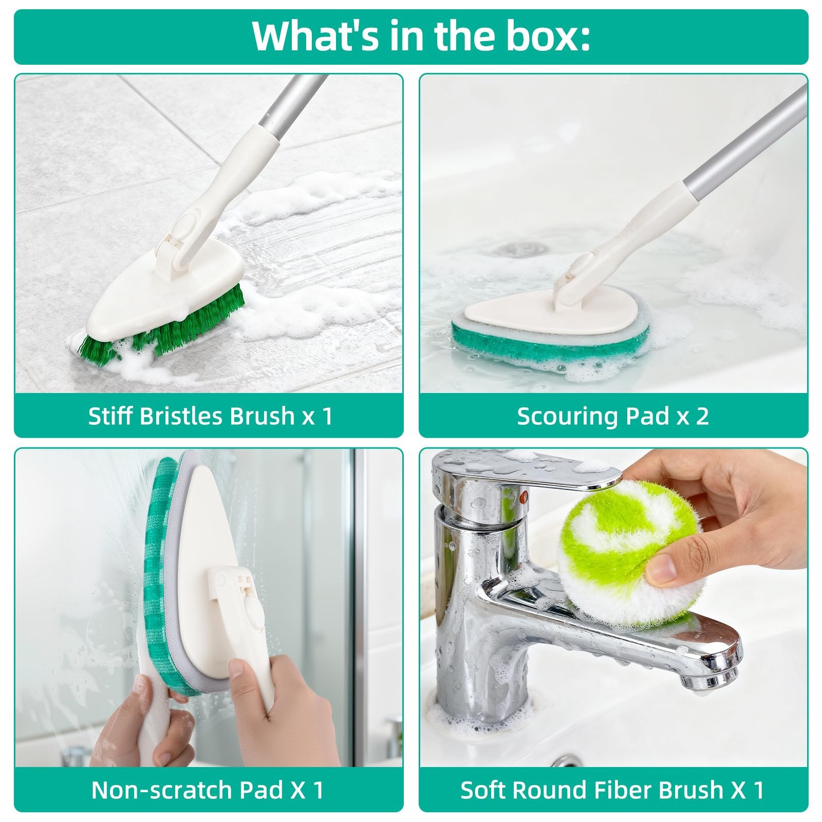 Non-Scratch Scrubber Pads Replacement for Tub and Tile Shower Scrubber – 4 Pa…