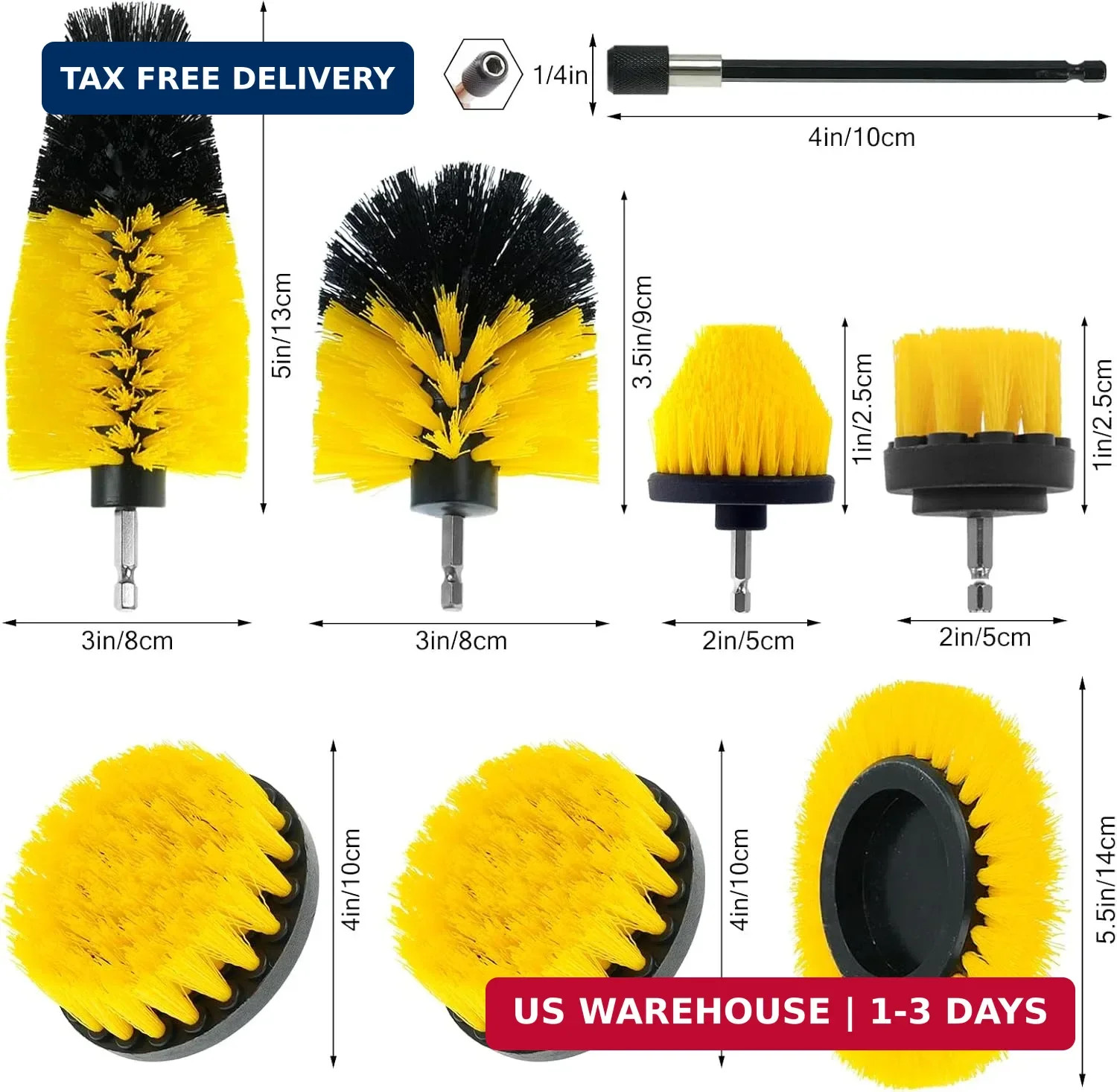 8 Pcs Drill Brush Attachment Set, Power Cleaning Scrub Brush Kit with Extend Lon
