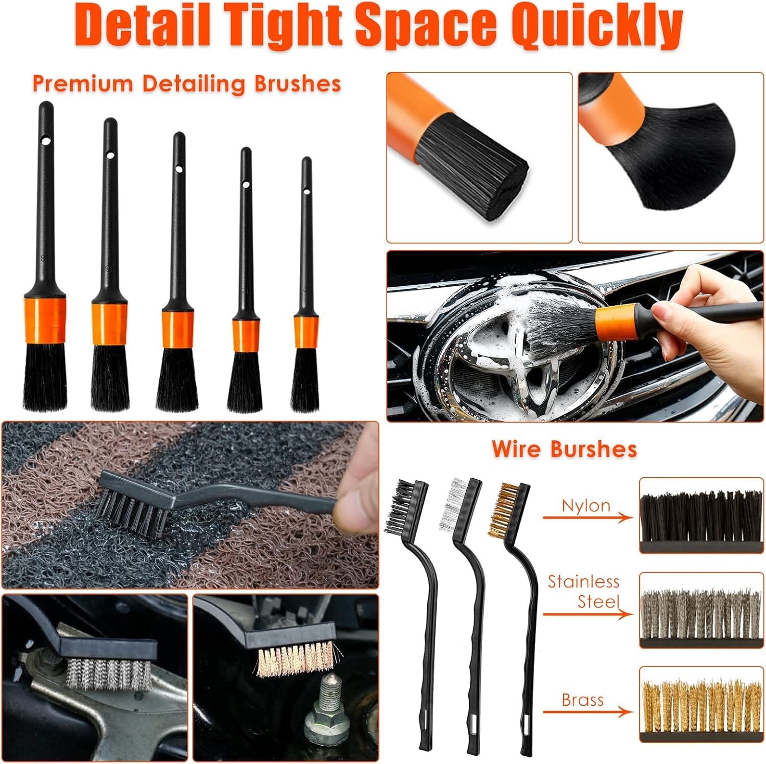 Car Cleaning Kit 17pcs Interior Detailing, Vacuum, Brushes, Gel & Accessories