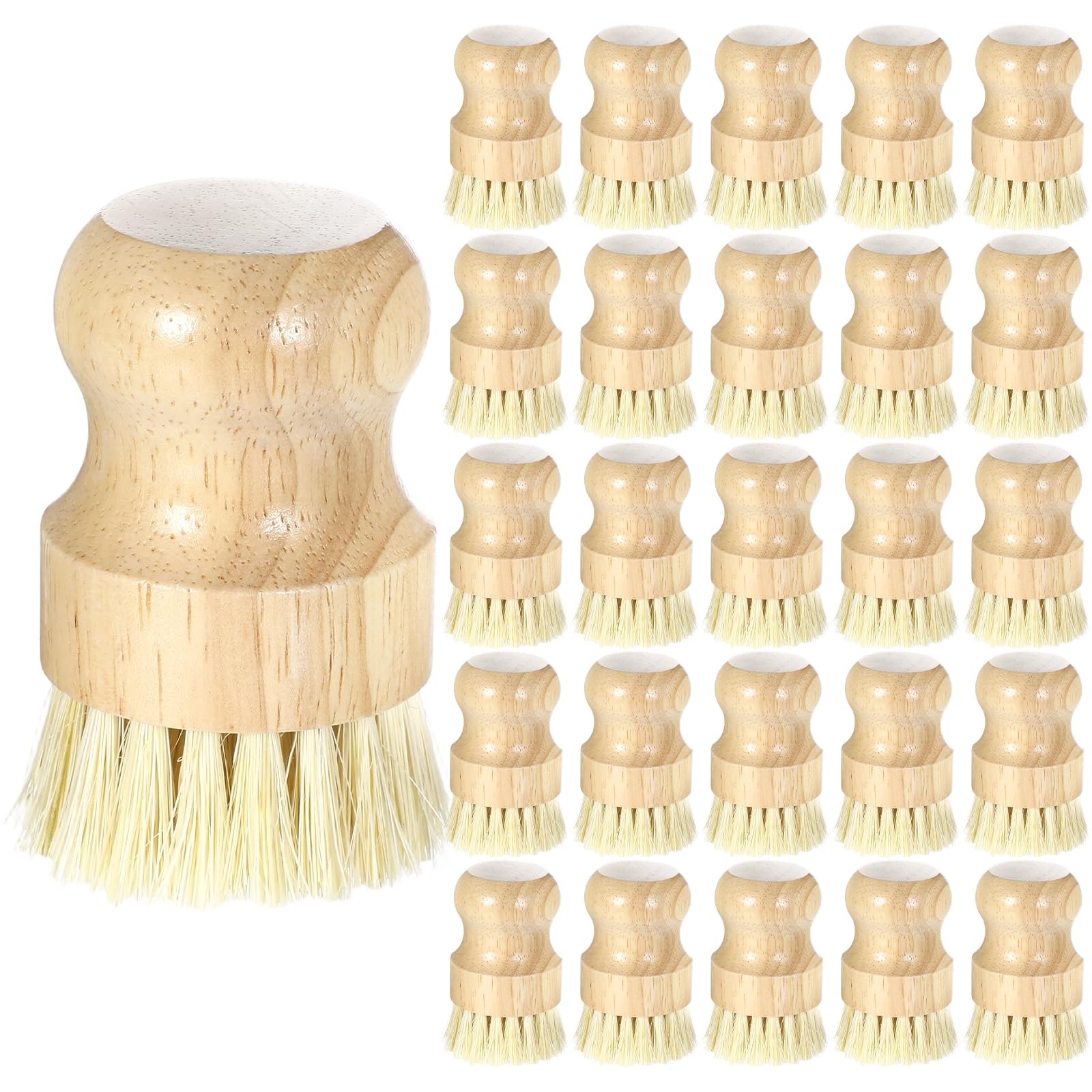 20 Pack Dish Brush Set, Natural Dish Scrub Brush with Handle, Wooden Dish Scr…