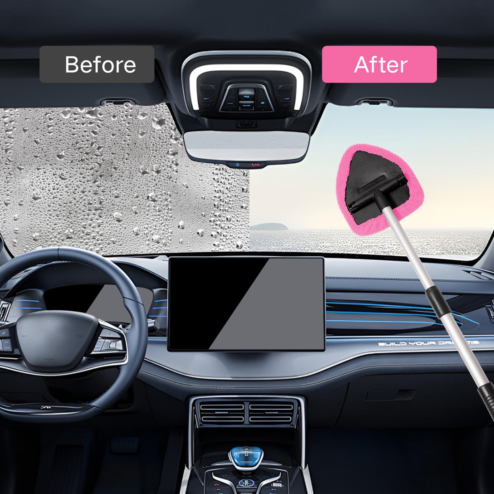 Windshield Cleaner Tool Kit 10pcs Car Window Cleaning with Microfiber Pads