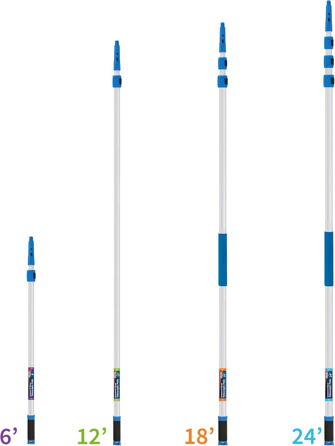 Professional Connect & Clean 3’-6’ Aluminum Telescopic Extension Pole with Locki