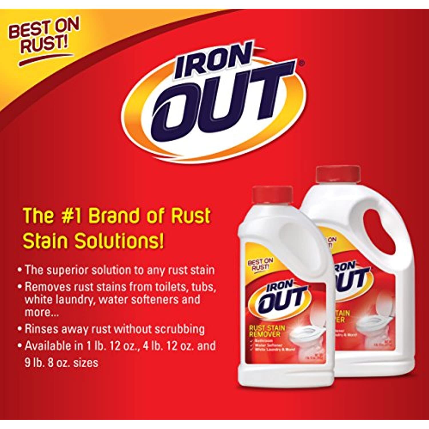 Iron OUT Powder Rust Stain Remover, Remove and Prevent Rust Stains in Bathrooms,