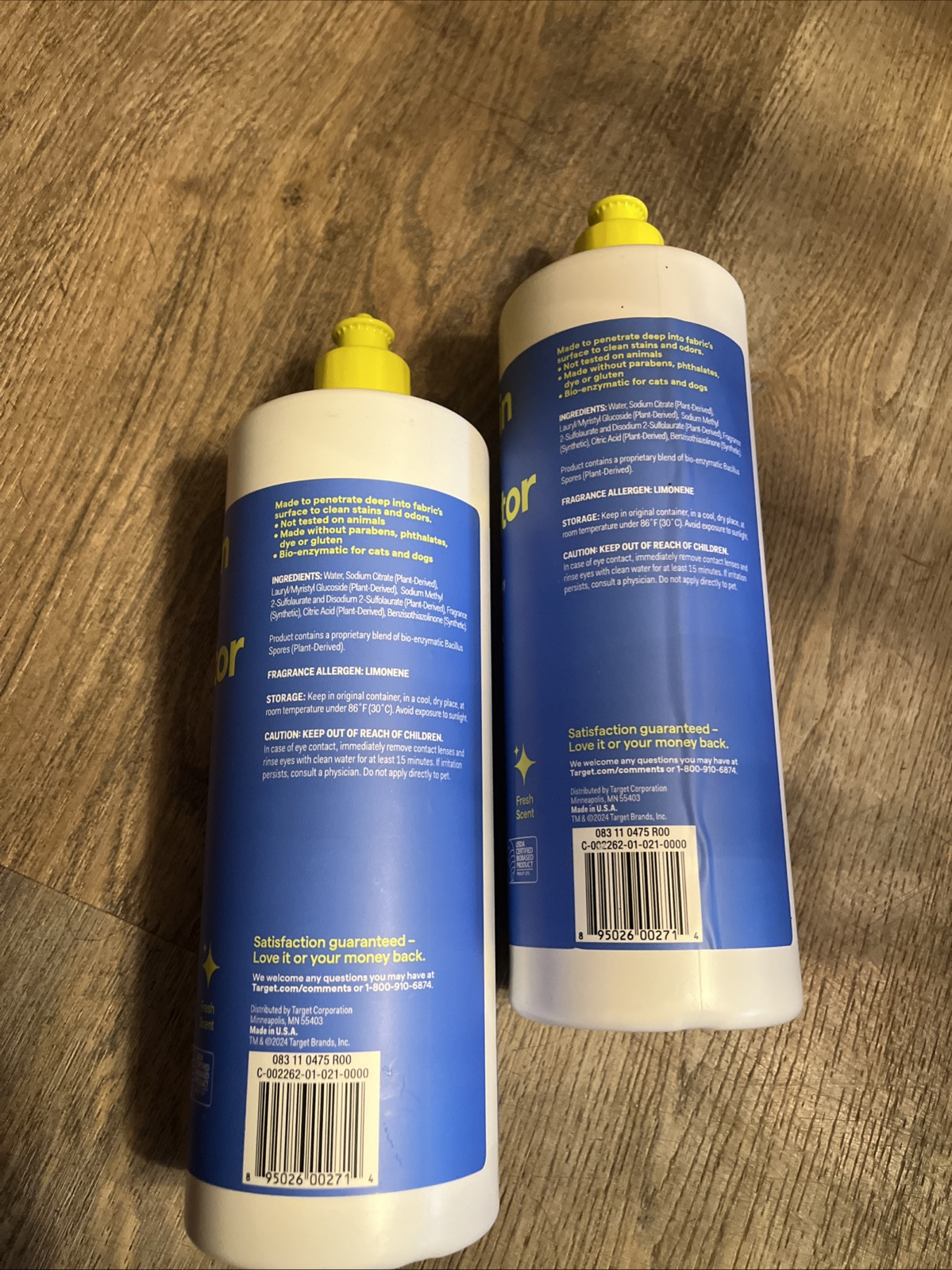 Lot of 2 Up & Up Pet Stain & Odor Eliminator 32oz Each w/Bioenzymatic Action