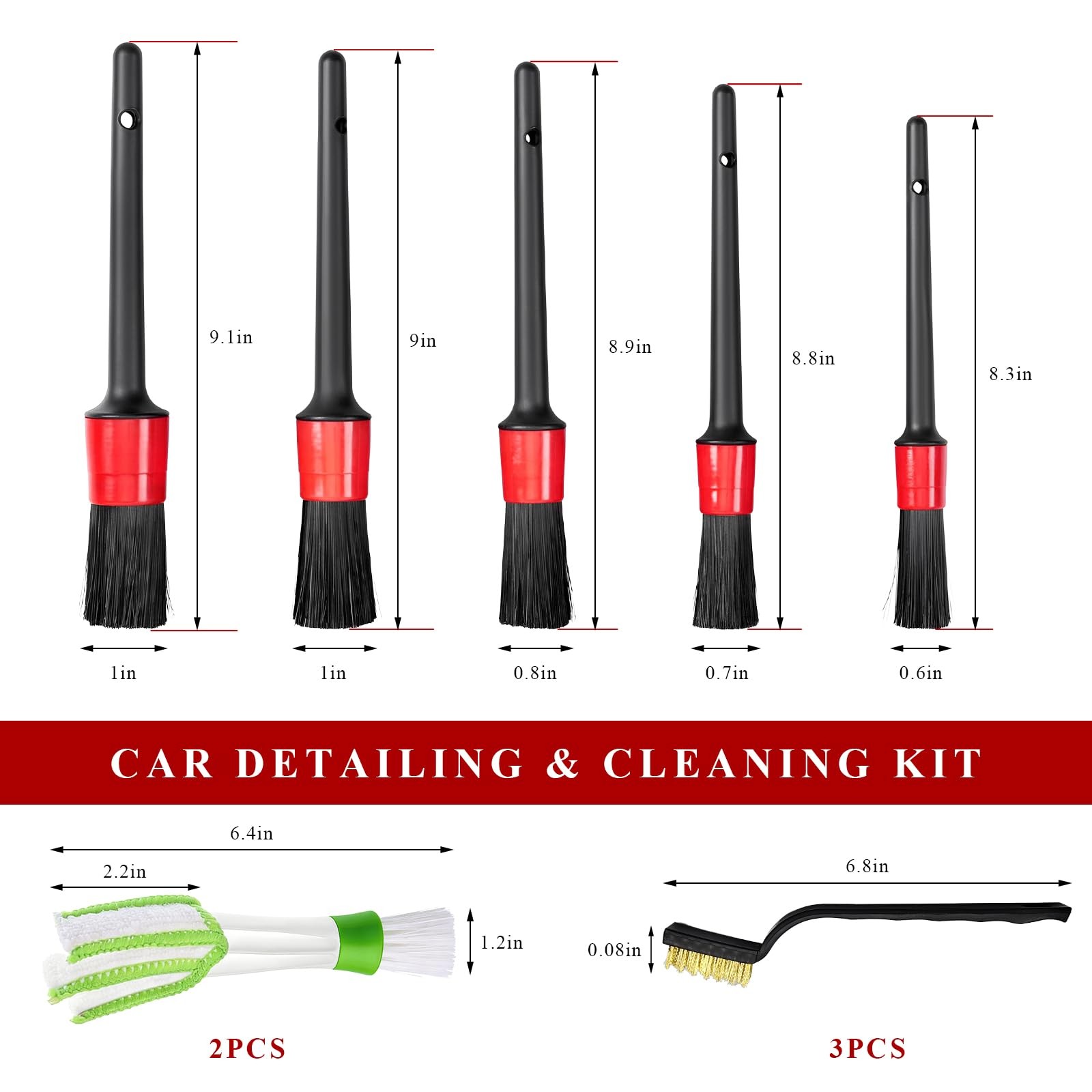 10 PCS Car Detailing Brush Set, Auto Cleaning Kit with Boar Hair & Steel Wire…