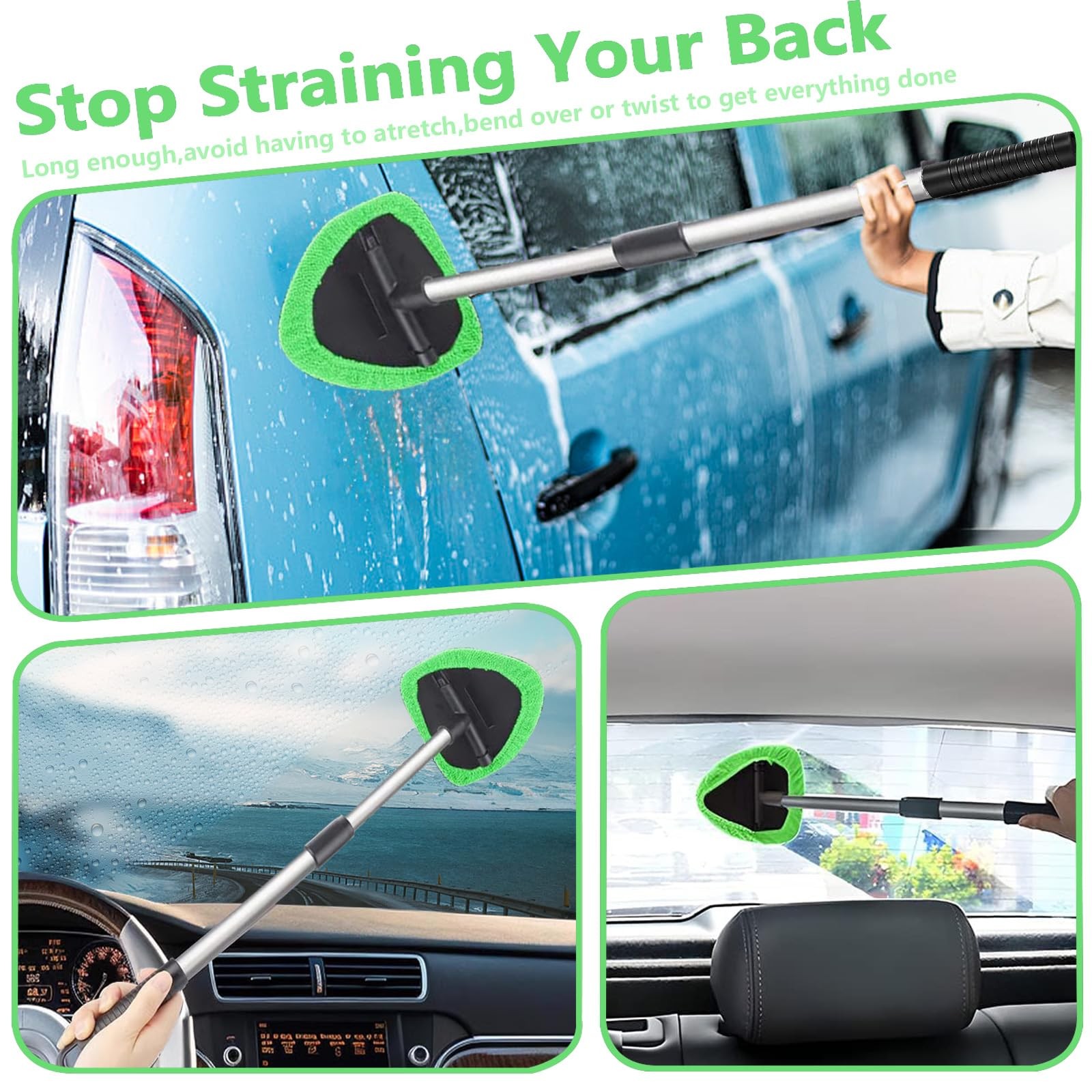 Car Windshield Cleaning Tools, Expandable Car Window Cleaner kit with 4 Reusa…