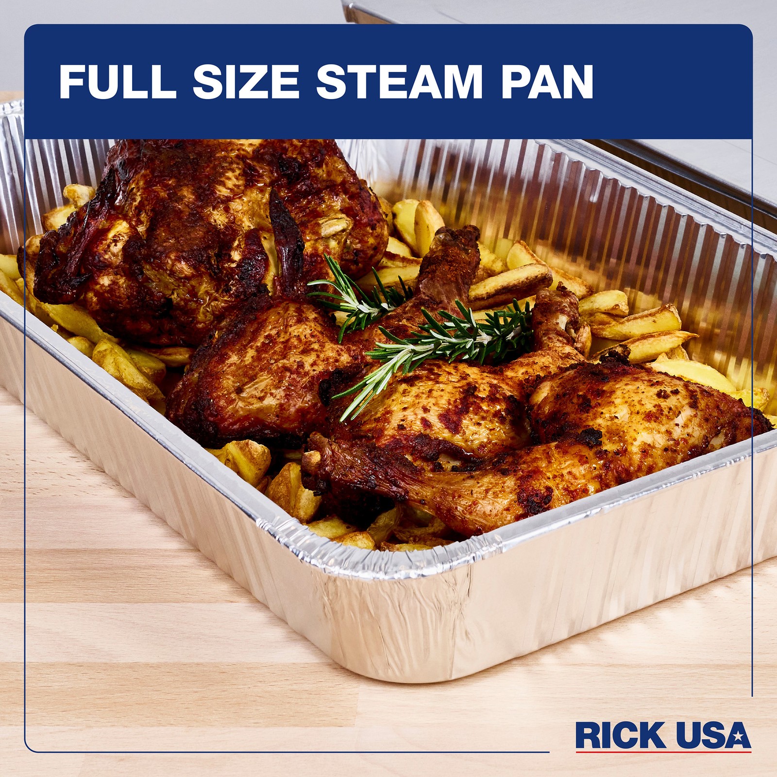 RICK USA Full Size Steam Pan – 10 Pack 19.5×11.6″ Disposable Aluminum Foil