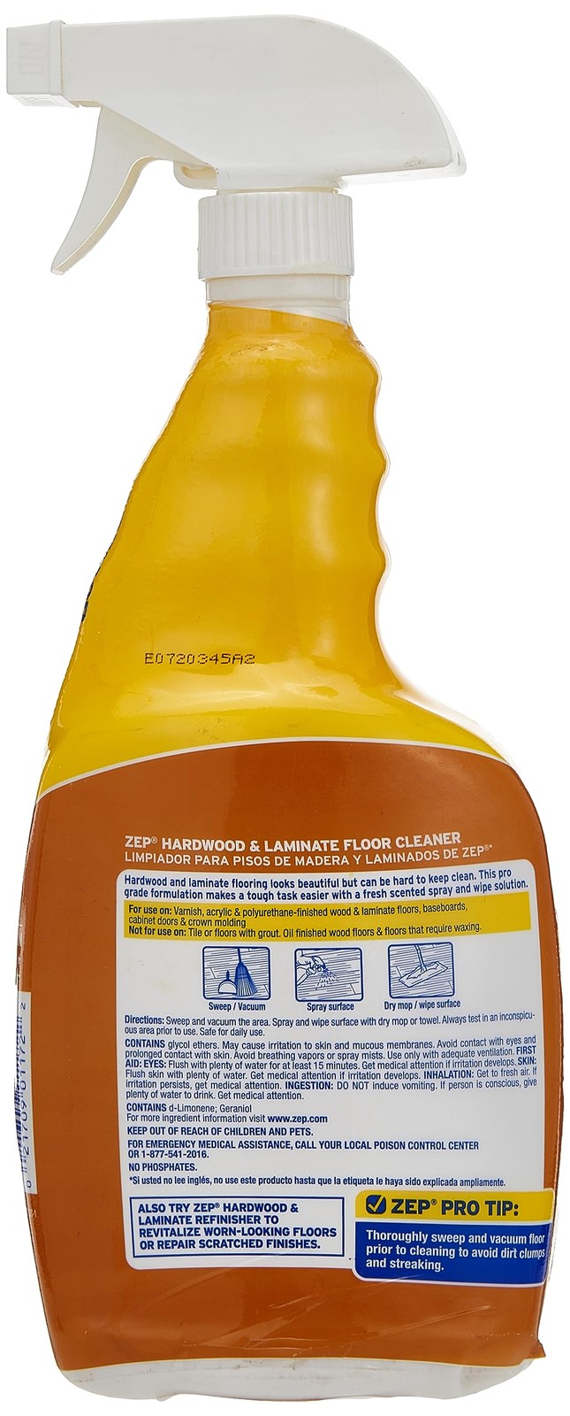 Zep Commercial Wood Laminate Cleaner 32oz for Home Improvement and Cleaning