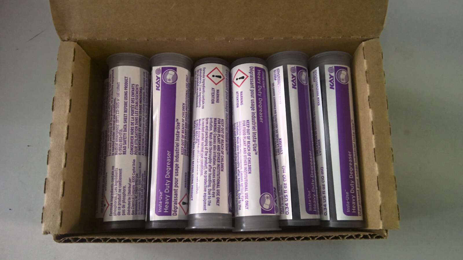Box of 12 Heavy Duty Degreaser 0.34 US fl oz (10 ml) each