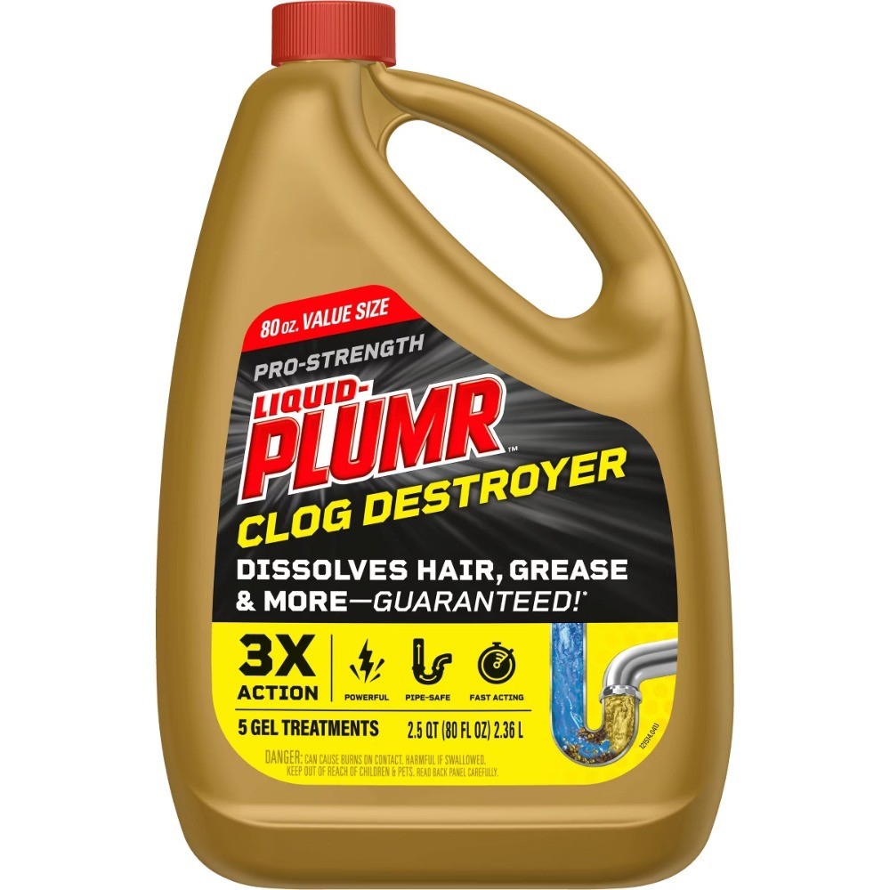 Liquid-Plumr Pro-Strength Full Clog Destroyer Pipe & Drain Cleaner Gel -80 fl oz