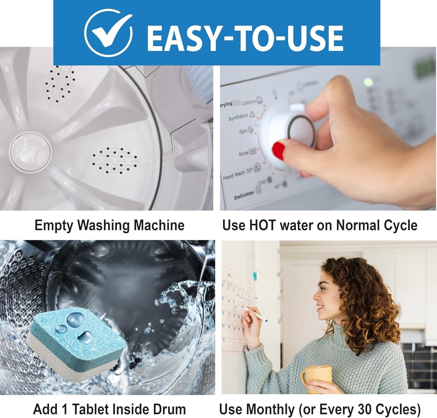 Enzyme-Activated Washing Machine Cleaner Tablets – 12 Unscented Supply
