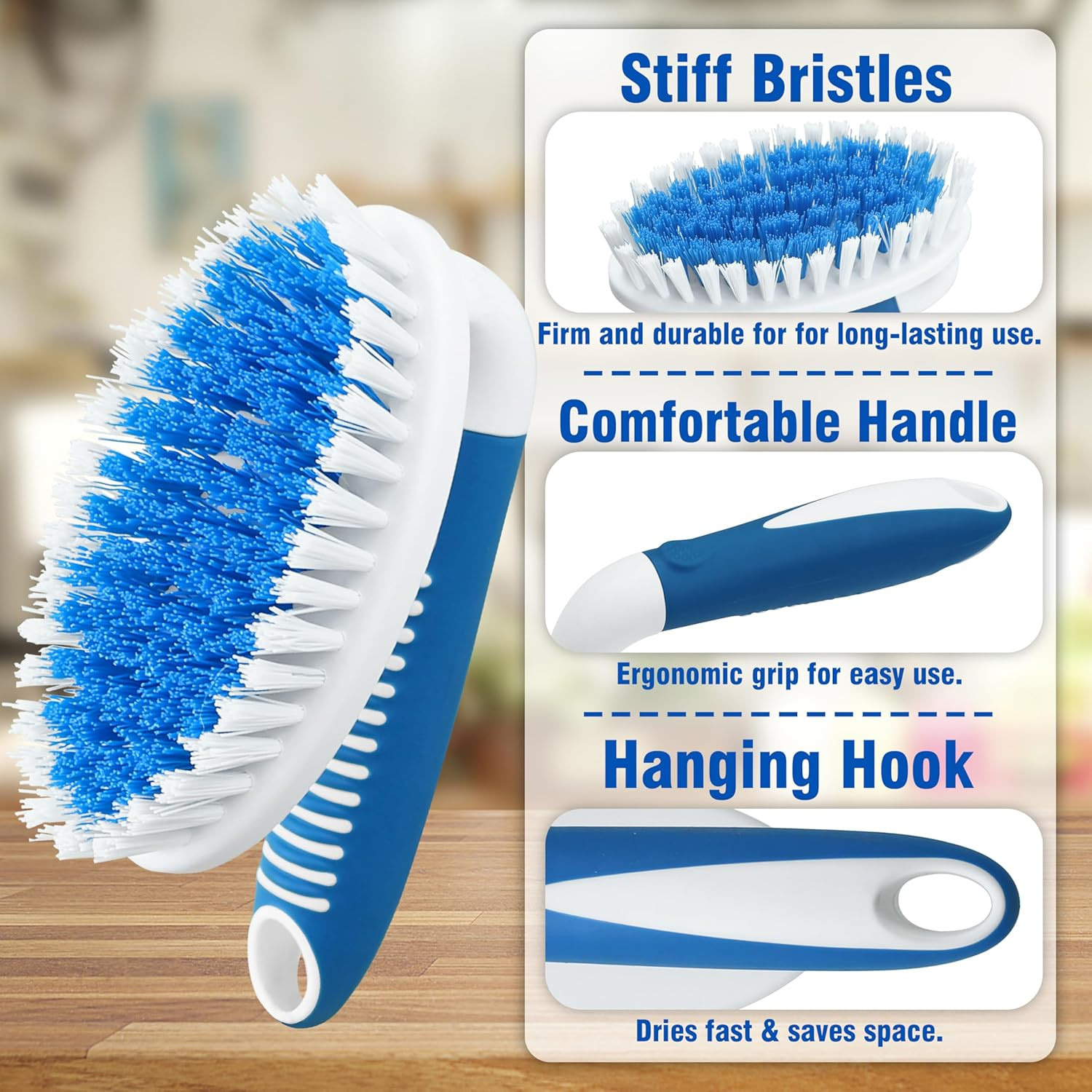 Scrub Brush, 2 Pack Household Cleaning Brushes with Stiff Bristles, Scrubbing Br