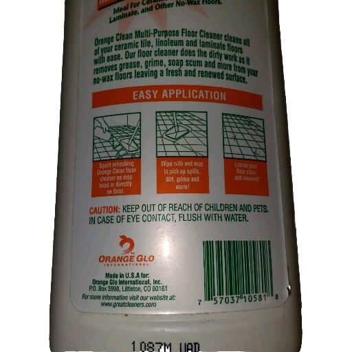 Orange Glo Oil Clean Surface Cleaner 24oz No Wax Floor Tile Linoleum Laminate
