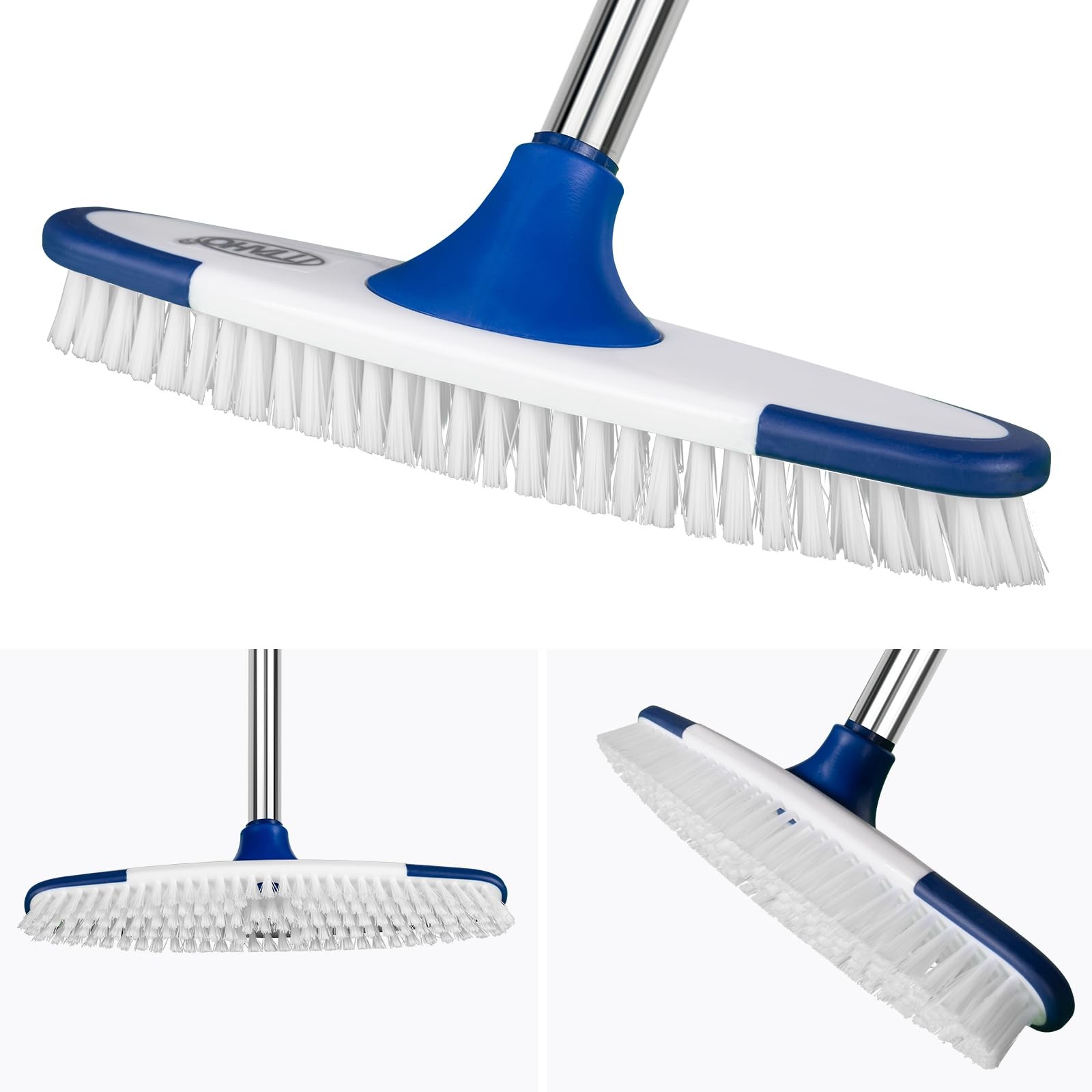 ITTAHO Floor Scrub Brush with Long Handle 53″ Deck & Grout Cleaner Brush Set…