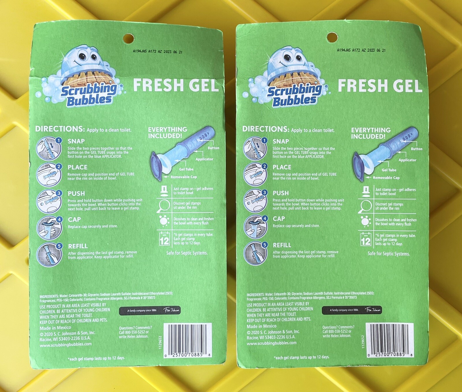 Scrubbing Bubbles RAINSHOWER Gel Toilet Cleaning Stamp LOT OF 2 NEW IN PACKAGE