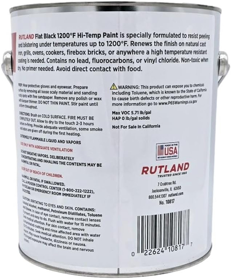 High Temp Flat Black Fireplace Paint for Wood Stoves & Metal – 1 Gallon