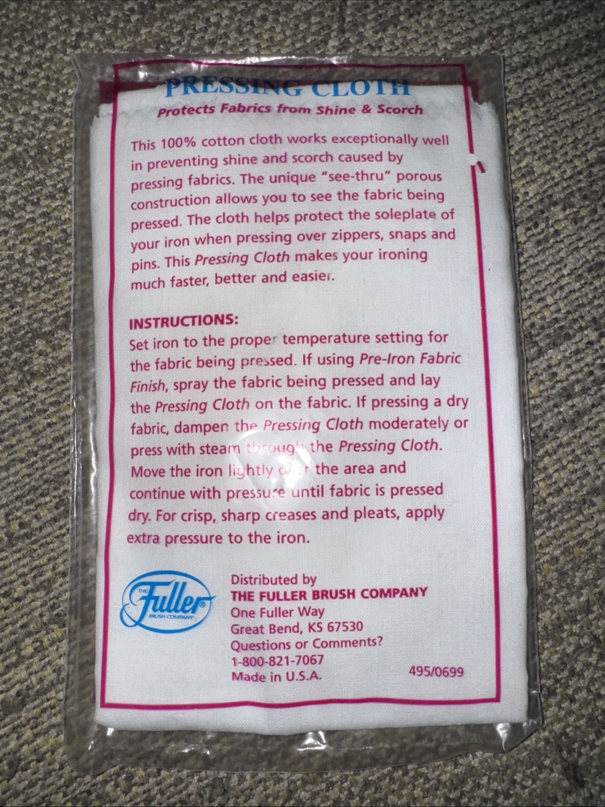 The Fuller Brush Company Pressing Cloth New