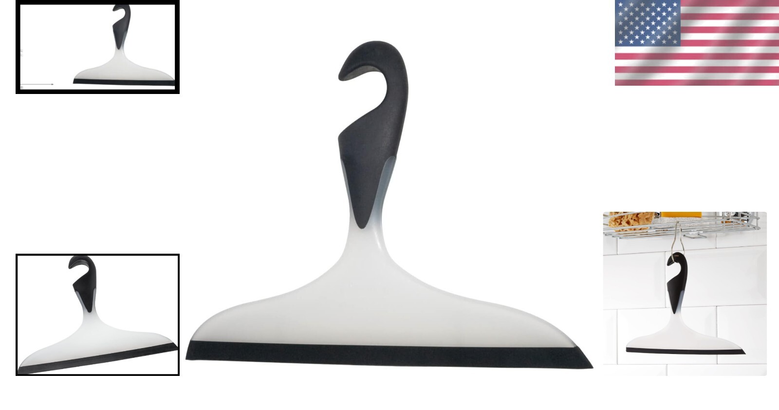 High-Quality Plastic Shower Squeegee with Rubber Blade – Elegant Black Design