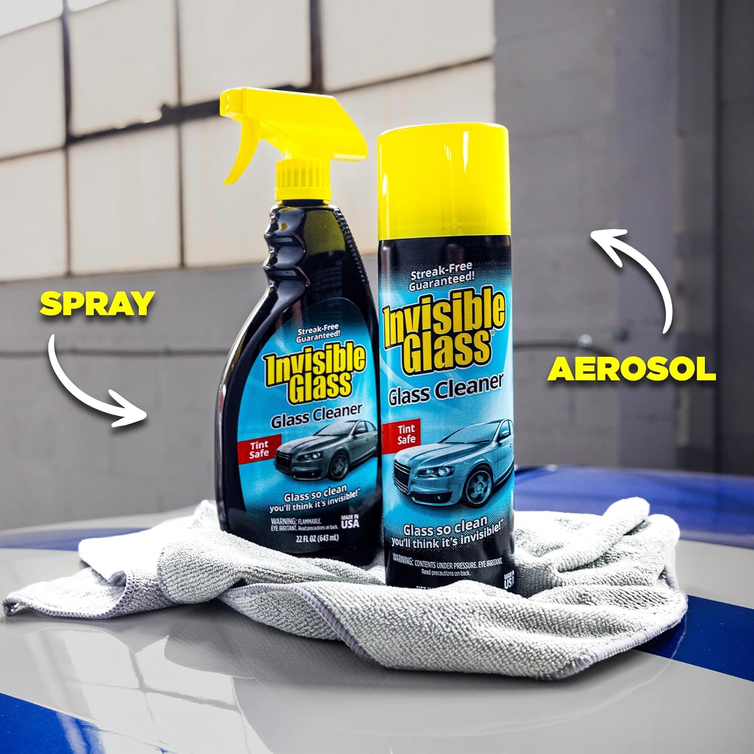 91164-6PK Premium Aerosol Glass Cleaner Spray for Car Windshields and Windows, A