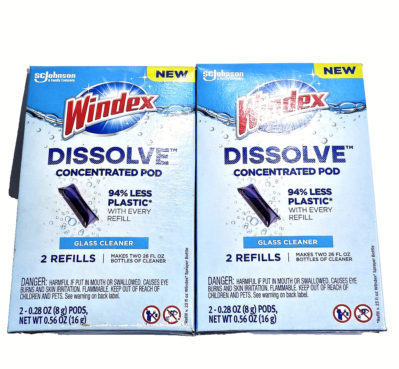 2 Pack Windex Scjohnson Dissolve Concentrated Pod Glass Cleaner 2 Refills 0.56oz