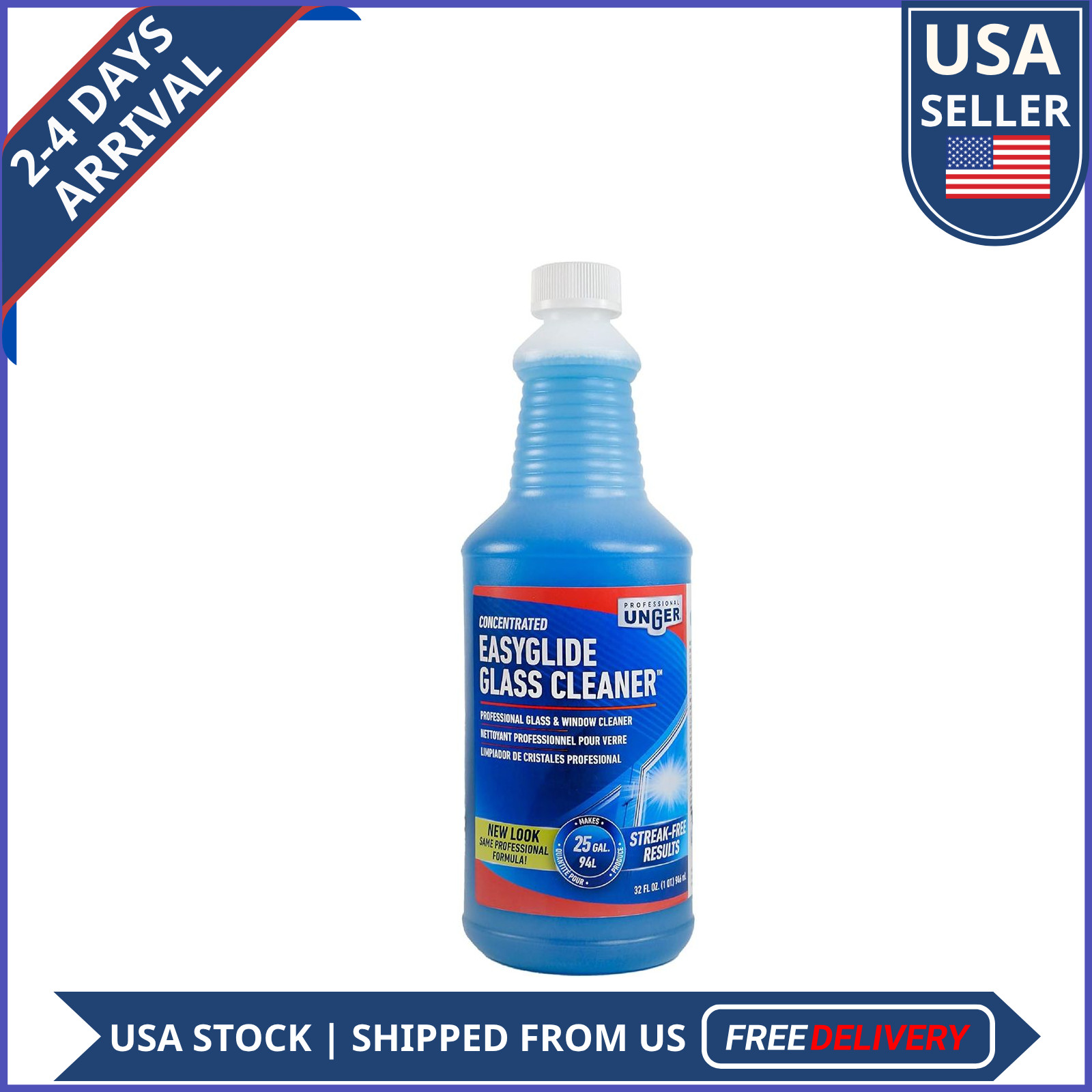 Unger Professional EasyGlide Glass Cleaner Concentrate 32oz Ammonia Free Streak