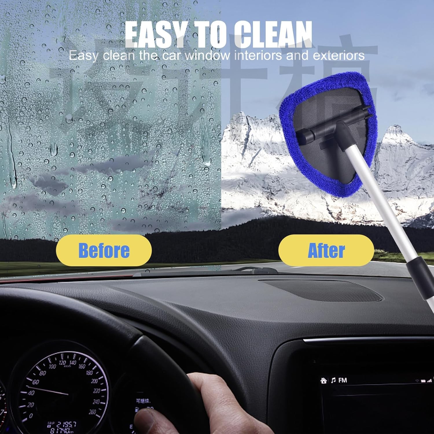 Windshield Cleaner, Car Windshield Cleaning Tool with 3 Reusable Color: Blue1