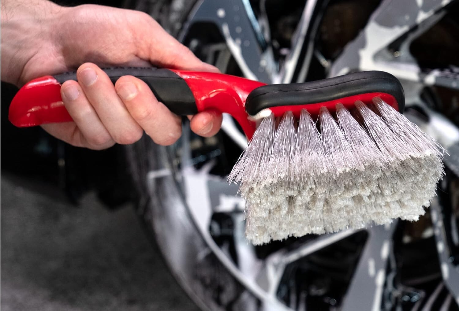 Car Wash Brush, Wheel and Fender Brush, Short Handle Tire Cleaner for Car Detail